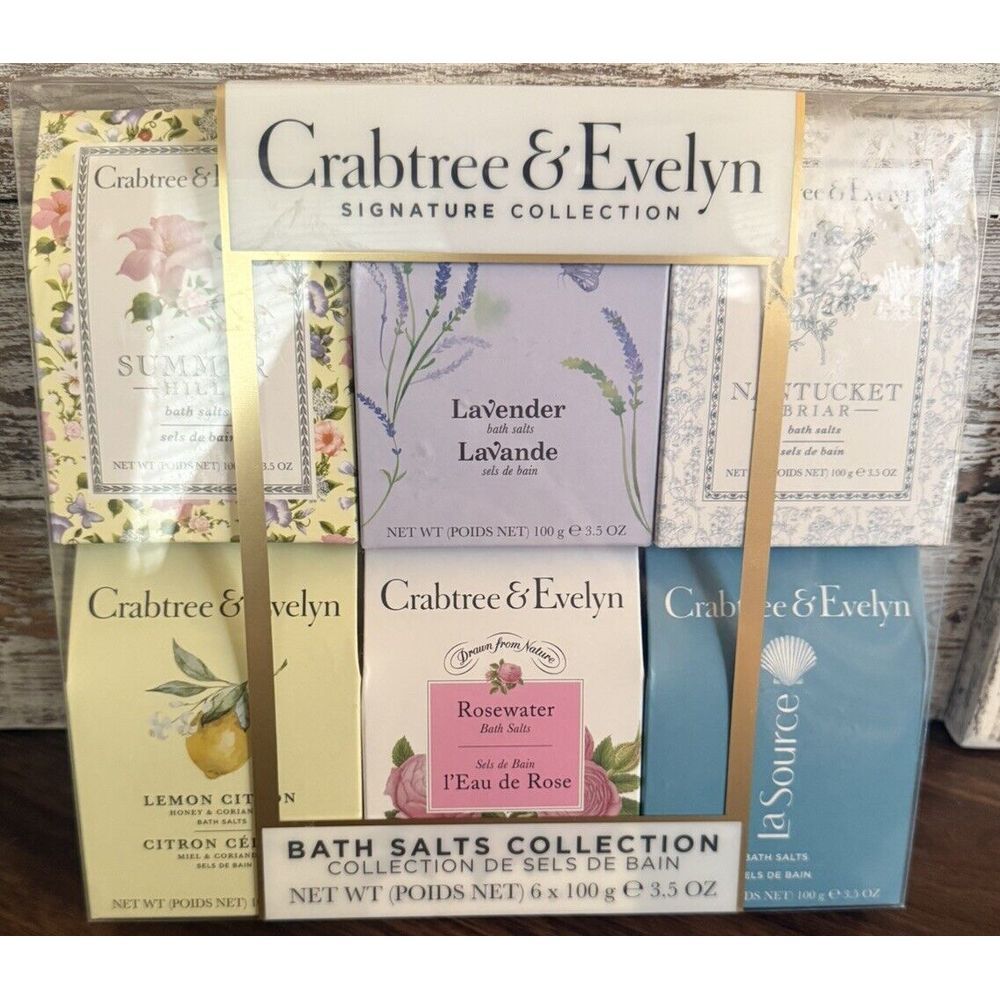Crabtree & Evelyn Signature Bath Salts Collection Set of 6 3.5oz Each Nantucket